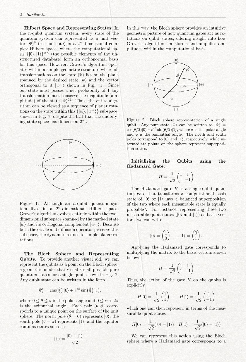 Uploaded document, Grover's Algorithm study, page 2