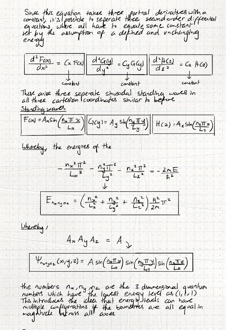 Handwritten notes, energy levels & degeneracy, page 3